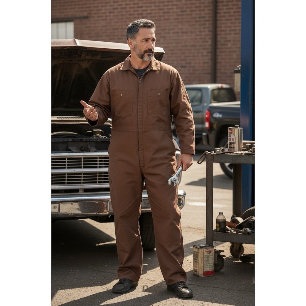 KEY Insulated Duck Coveralls Men's Size 2XLT Saddle Brown Full Zip Workwear NWT